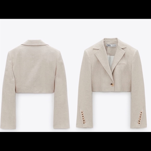 Zara Jackets & Coats Zara Limited Edition Cropped Blazer Straw